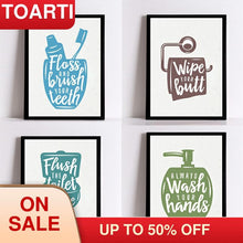 Load image into Gallery viewer, Modern Bathroom Letters Posters Prints Canvas Painting Wash Your Hands Quotes Wall Art Decoration For The House Funny Pictures