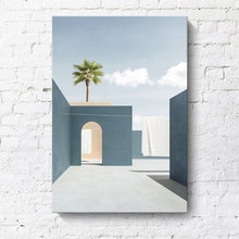 Load image into Gallery viewer, Nordic Minimalist Abstract Cartoon Pink House Building Canvas Painting Swimming Pool Poster Wall Pictures Living Room Decoration