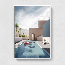 Load image into Gallery viewer, Nordic Minimalist Abstract Cartoon Pink House Building Canvas Painting Swimming Pool Poster Wall Pictures Living Room Decoration