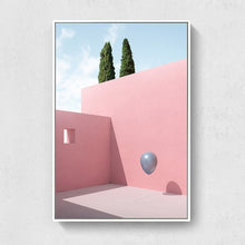 Load image into Gallery viewer, Nordic Minimalist Abstract Cartoon Pink House Building Canvas Painting Swimming Pool Poster Wall Pictures Living Room Decoration