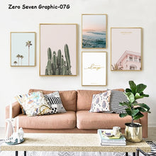 Load image into Gallery viewer, Nordic Pink House Landscape Plant A5 A4 A3 Canvas Painting Poster And Print Living Room Bedroom Wall Art Picture Home Decoration