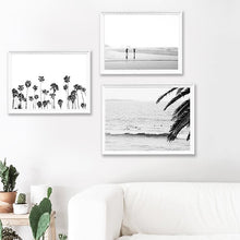 Load image into Gallery viewer, Surf Wall Art Canvas Posters Prints Modern Photography Palm Tree Painting Black and White Picture Beach House Wall Art Decor