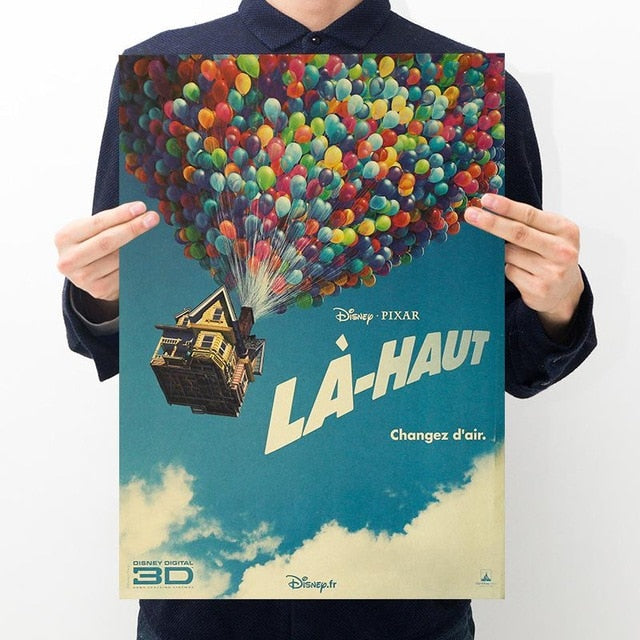 Movie Flying House Globes Poster Retro Kraft Paper Poster Bar Room Decoration Painting Art Wall Sticker Picture
