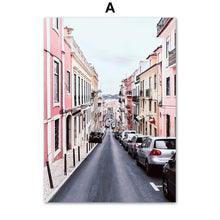Load image into Gallery viewer, Pink City Street Tree House Bike Quote Wall Art Canvas Painting Nordic Posters And Prints Wall Pictures For Living Room Decor
