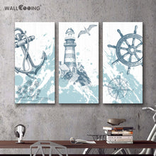 Load image into Gallery viewer, Canvas prints 3 pcs image canvas Seascape lighthouse house decoration painting the art modern oil print the image on the screen

