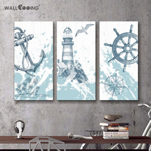 Canvas prints 3 pcs image canvas Seascape lighthouse house decoration painting the art modern oil print the image on the screen